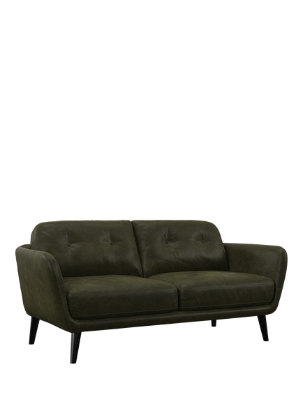 John Lewis Arlo Medium 2 Seater Leather Sofa, Dark Leg, Demetra Green