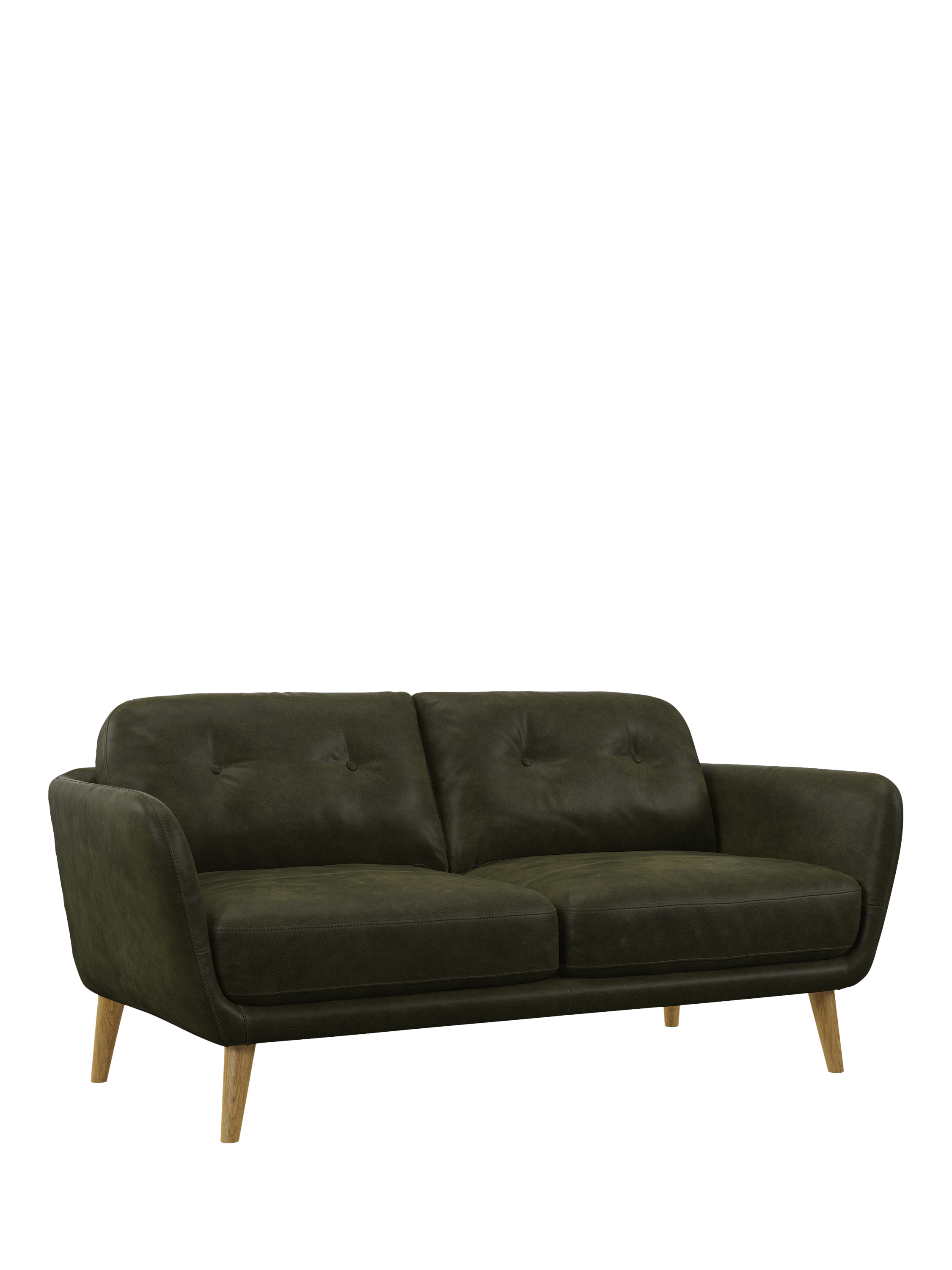 Arlo Range, John Lewis Arlo 2 Seater Leather Sofa, Light Leg, Demetra Green