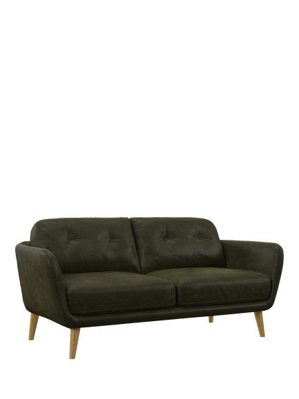 John Lewis Arlo Medium 2 Seater Leather Sofa, Light Leg, Demetra Green