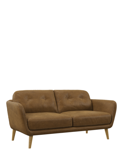 John Lewis Arlo Medium 2 Seater Leather Sofa, Light Leg, Demetra Light Tan