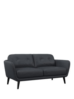 John Lewis Arlo Medium 2 Seater Leather Sofa, Dark Leg, Matt Navy