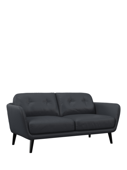 John Lewis Arlo Medium 2 Seater Leather Sofa, Dark Leg, Matt Navy