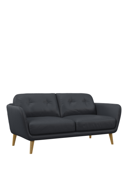 John Lewis Arlo Medium 2 Seater Leather Sofa, Light Leg, Matt Navy
