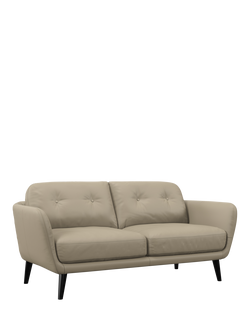 John Lewis Arlo Medium 2 Seater Leather Sofa, Dark Leg, Matt Pearl