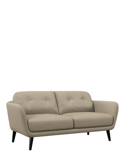John Lewis Arlo Medium 2 Seater Leather Sofa, Dark Leg, Matt Pearl