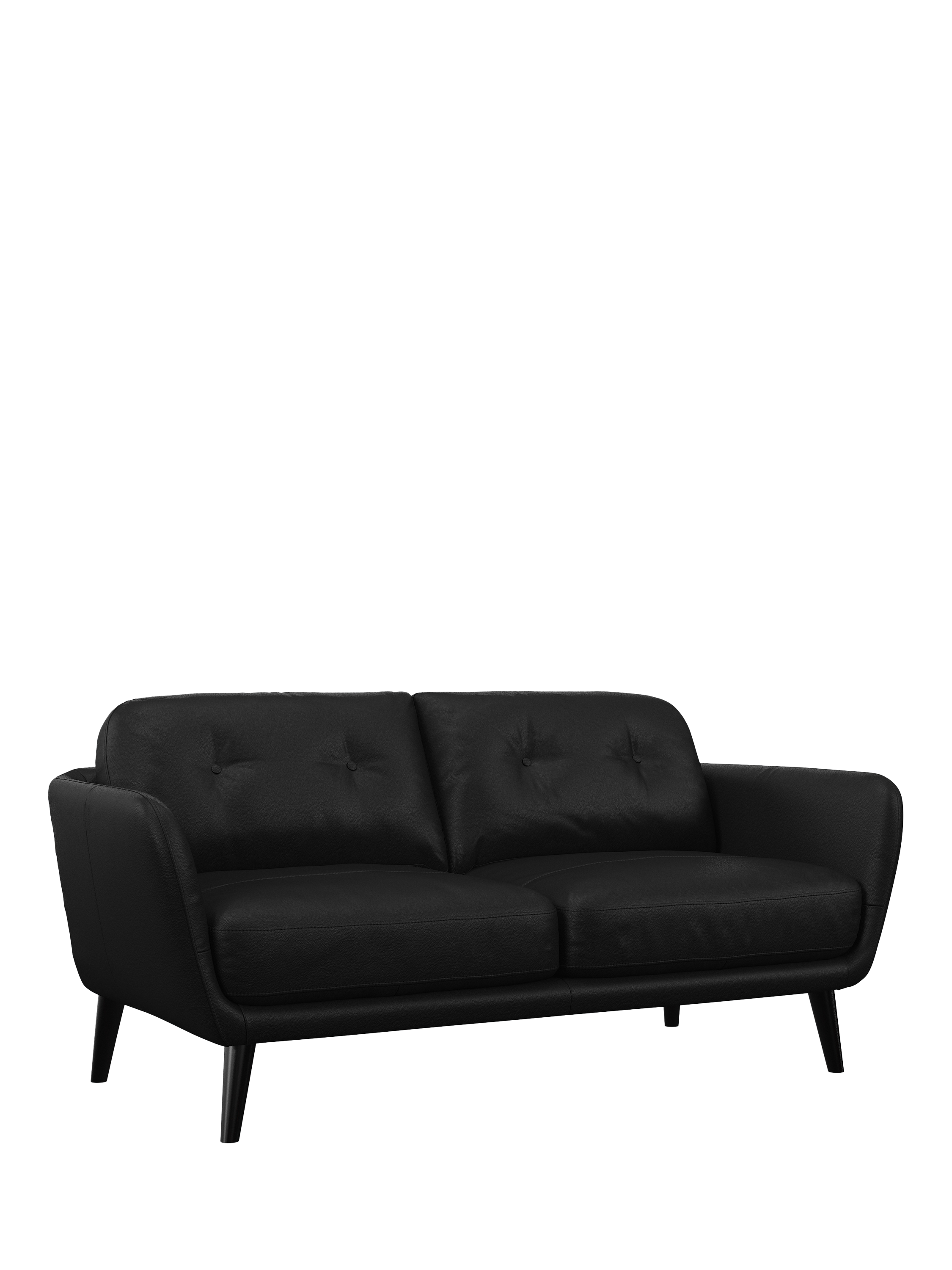 Arlo Range, John Lewis Arlo Medium 2 Seater Leather Sofa, Dark Leg, Matt Black