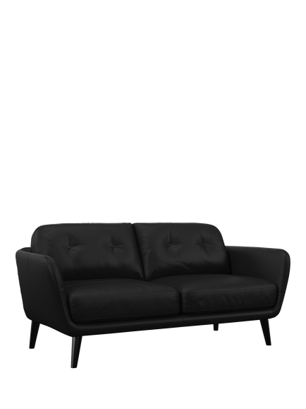 John Lewis Arlo Medium 2 Seater Leather Sofa, Dark Leg, Matt Black