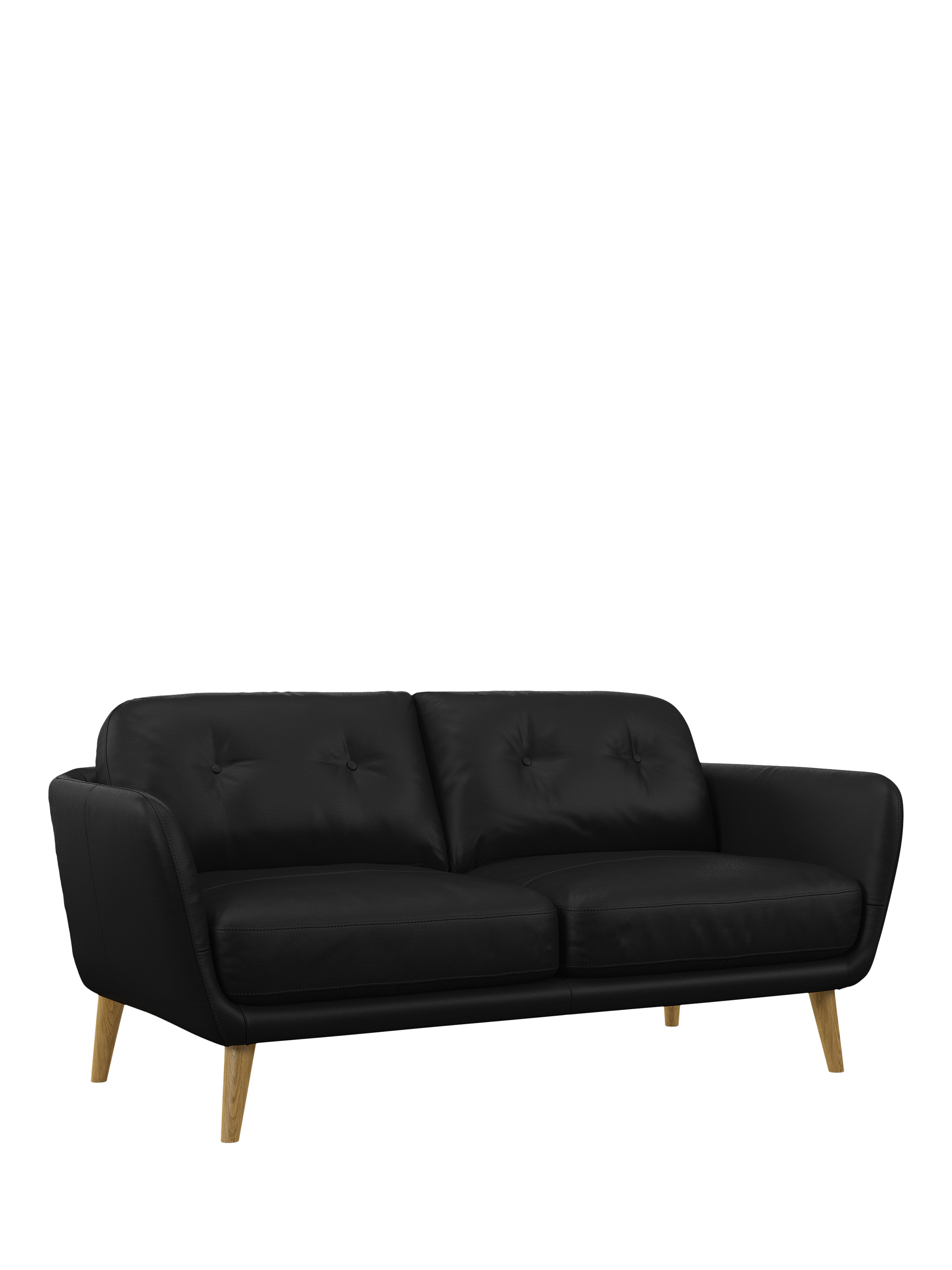 Arlo Range, John Lewis Arlo Medium 2 Seater Leather Sofa, Light Leg, Matt Black