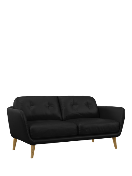 John Lewis Arlo Medium 2 Seater Leather Sofa, Light Leg, Matt Black
