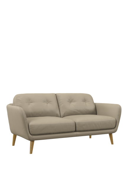 John Lewis Arlo Medium 2 Seater Leather Sofa, Light Leg, Matt Pearl