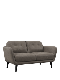 John Lewis Arlo Small 2 Seater Leather Sofa, Dark Leg, Demetra Grey