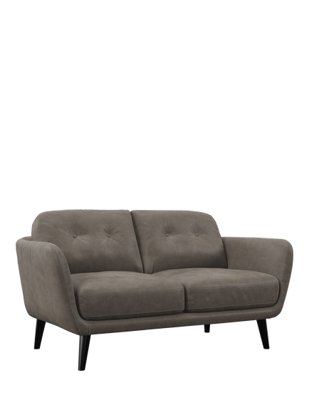 John Lewis Arlo Small 2 Seater Leather Sofa, Dark Leg, Demetra Grey