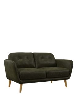 John Lewis Arlo Small 2 Seater Leather Sofa, Light Leg, Demetra Green