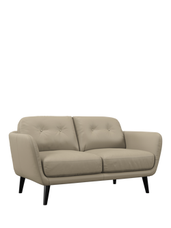 John Lewis Arlo Small 2 Seater Leather Sofa, Dark Leg, Matt Pearl