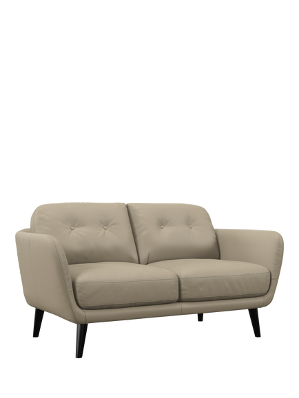 John Lewis Arlo Small 2 Seater Leather Sofa, Dark Leg, Matt Pearl