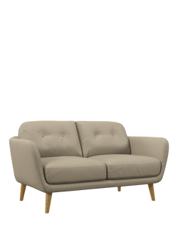 John Lewis Arlo Small 2 Seater Leather Sofa, Light Leg, Matt Pearl