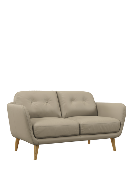 John Lewis Arlo Small 2 Seater Leather Sofa, Light Leg, Matt Pearl