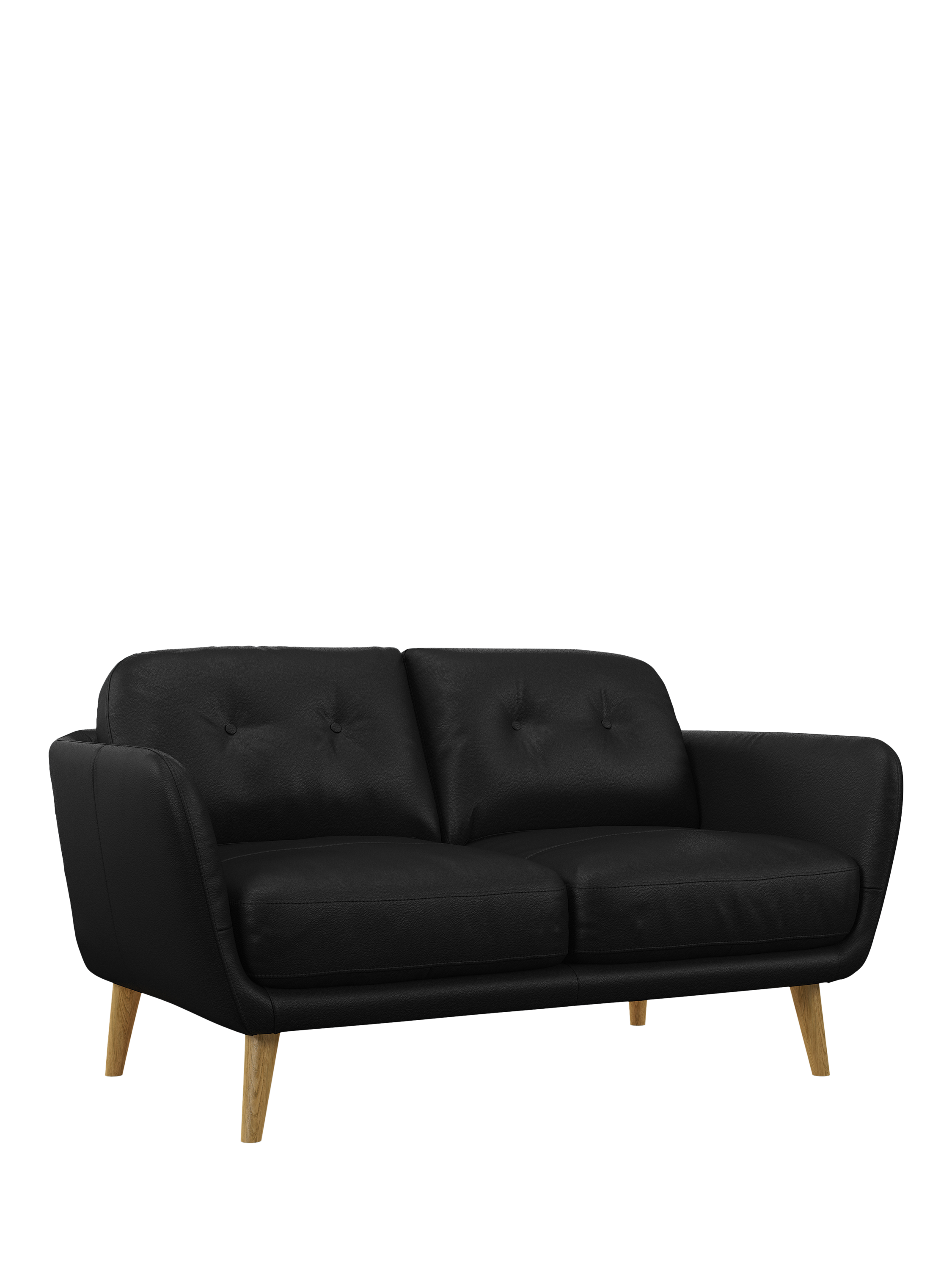 Arlo Range, John Lewis Arlo Small 2 Seater Leather Sofa, Light Leg, Matt Black