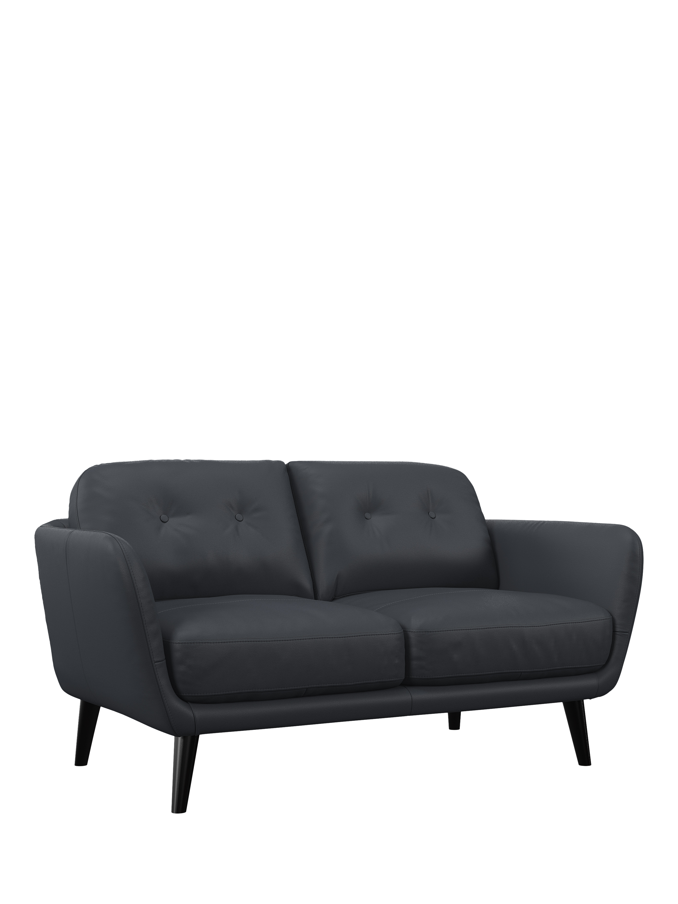 Arlo Range, John Lewis Arlo Small 2 Seater Leather Sofa, Dark Leg, Matt Navy