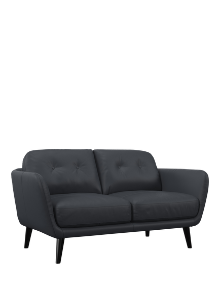 John Lewis Arlo Small 2 Seater Leather Sofa, Dark Leg, Matt Navy