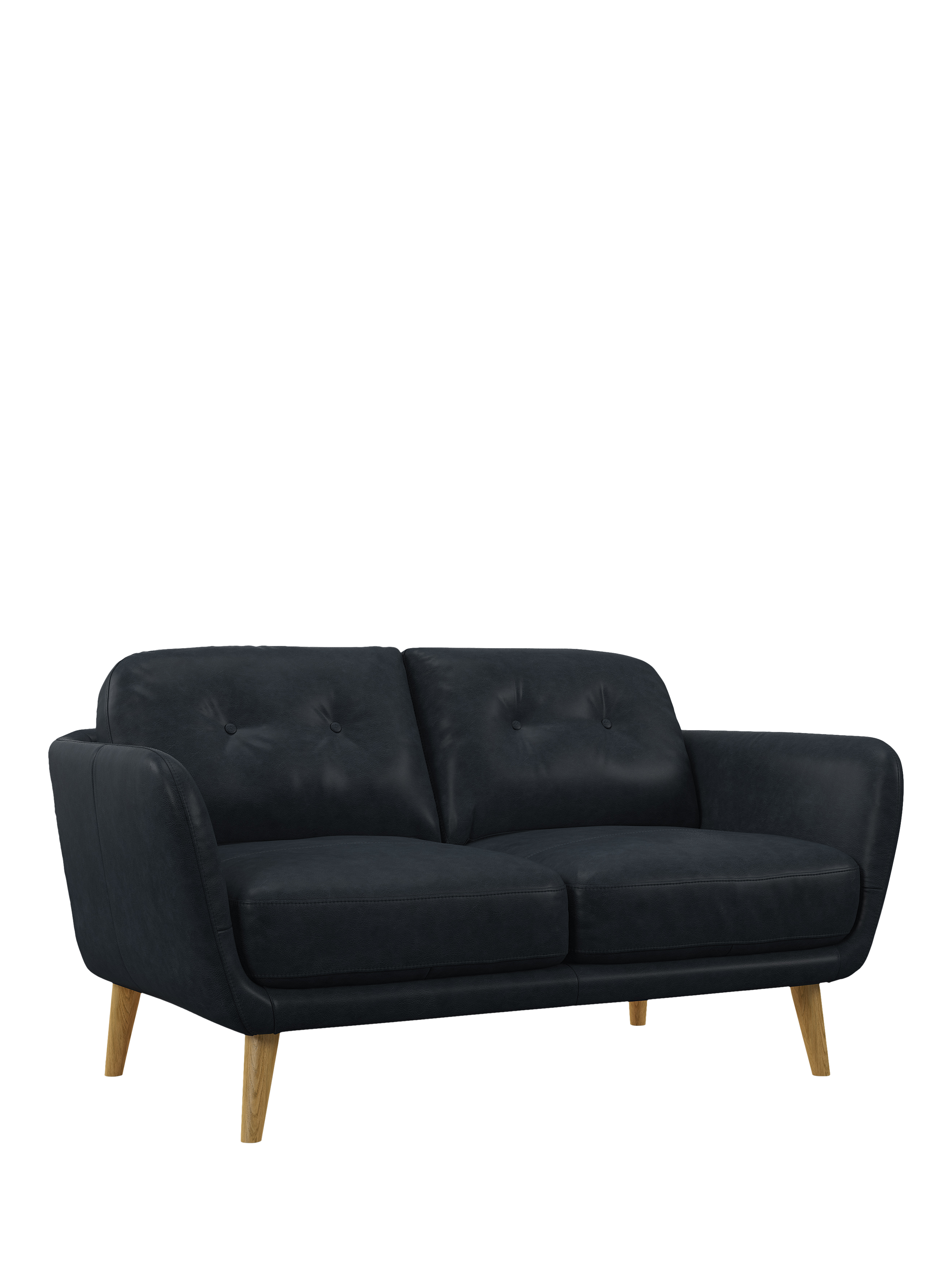Arlo Range, John Lewis Arlo Small 2 Seater Leather Sofa, Light Leg, Vintage Jeans