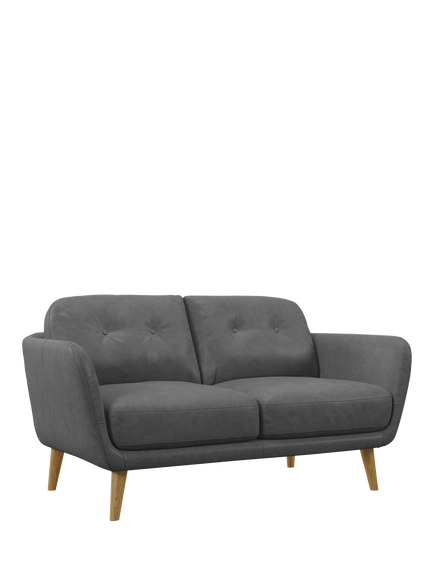 John Lewis Arlo Small 2 Seater Leather Sofa, Light Leg, Vintage Shadow