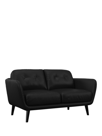 John Lewis Arlo Small 2 Seater Leather Sofa, Dark Leg, Matt Black