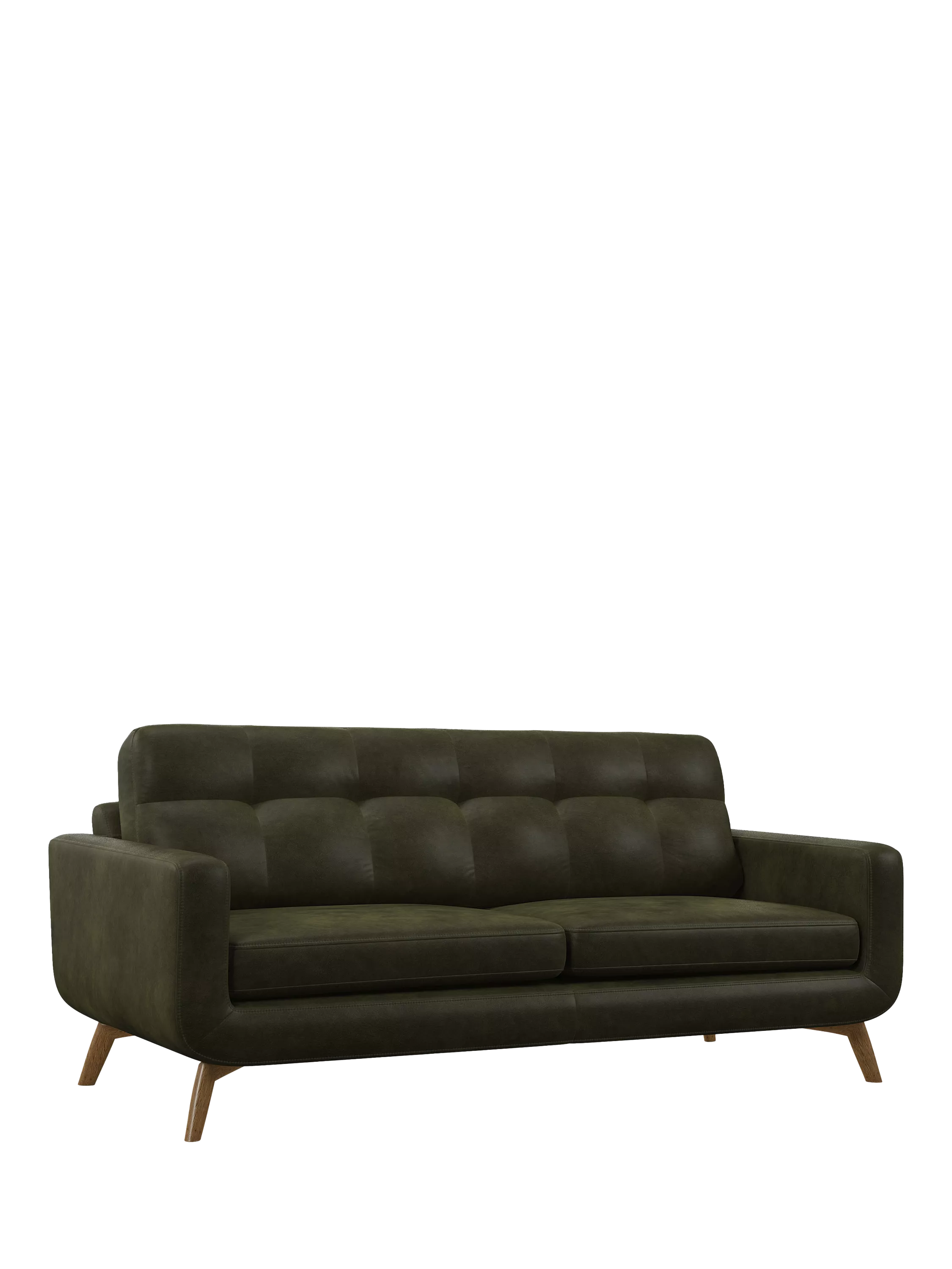 John Lewis Barbican Grand 4 Seater Leather Sofa Light Leg Demetra Green