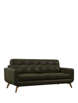 John Lewis Barbican Grand 4 Seater Leather Sofa, Light Leg, Demetra Green