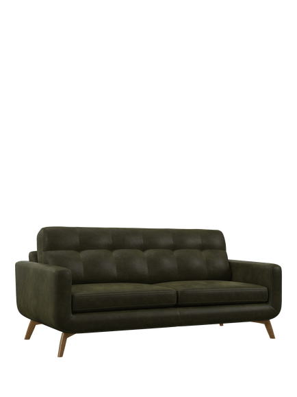 John Lewis Barbican Grand 4 Seater Leather Sofa, Light Leg, Demetra Green