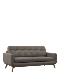 John Lewis Barbican Grand 4 Seater Leather Sofa, Light Leg, Demetra Grey