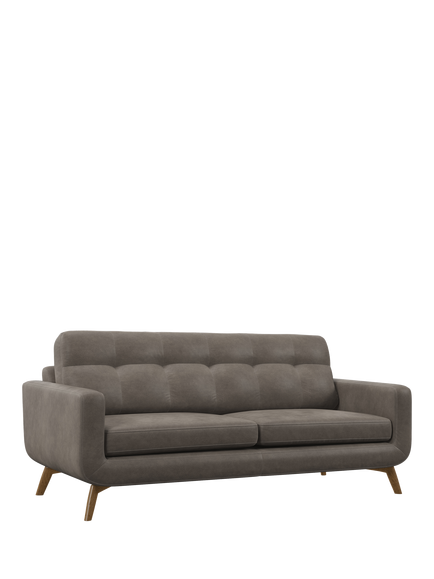 John Lewis Barbican Grand 4 Seater Leather Sofa, Light Leg, Demetra Grey