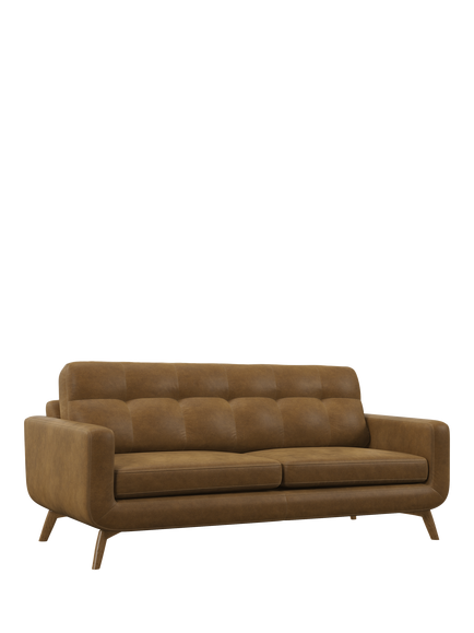 John Lewis Barbican Grand 4 Seater Leather Sofa, Light Leg, Demetra Light Tan