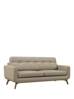 John Lewis Barbican Grand 4 Seater Leather Sofa, Light Leg, Matt Pearl