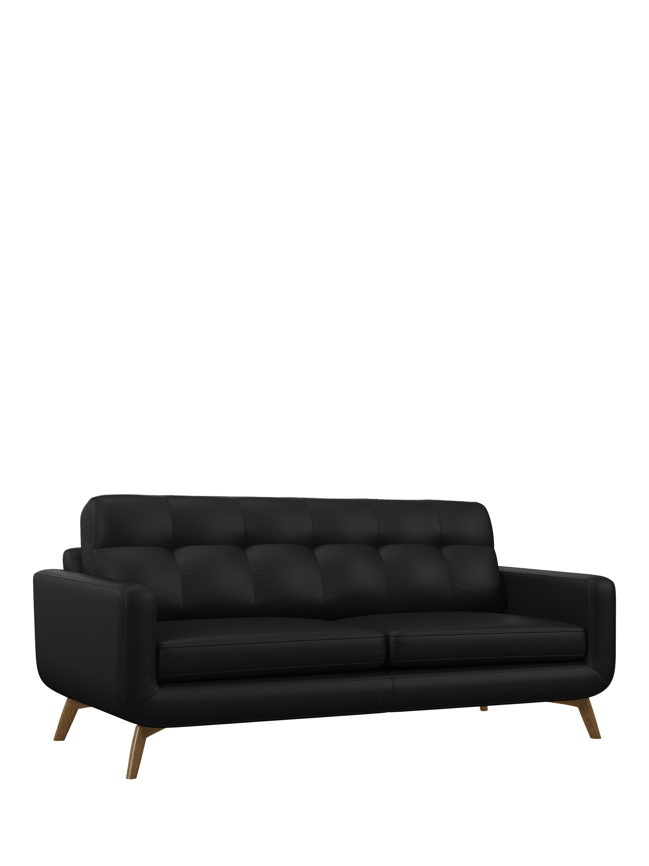 Barbican Range, John Lewis Barbican Grand 4 Seater Leather Sofa, Light Leg, Matt Black