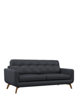 John Lewis Barbican Grand 4 Seater Leather Sofa, Light Leg, Matt Navy