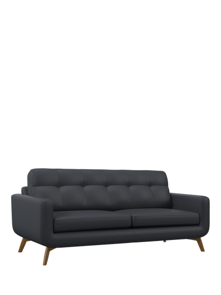 John Lewis Barbican Grand 4 Seater Leather Sofa, Light Leg, Matt Navy