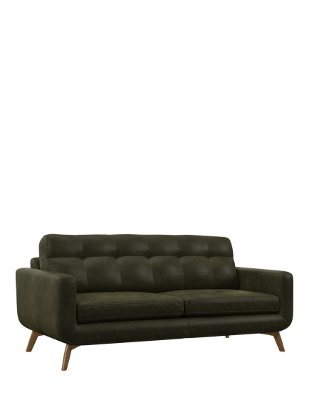 John Lewis Barbican Large 3 Seater Leather Sofa, Light Leg, Demetra Green