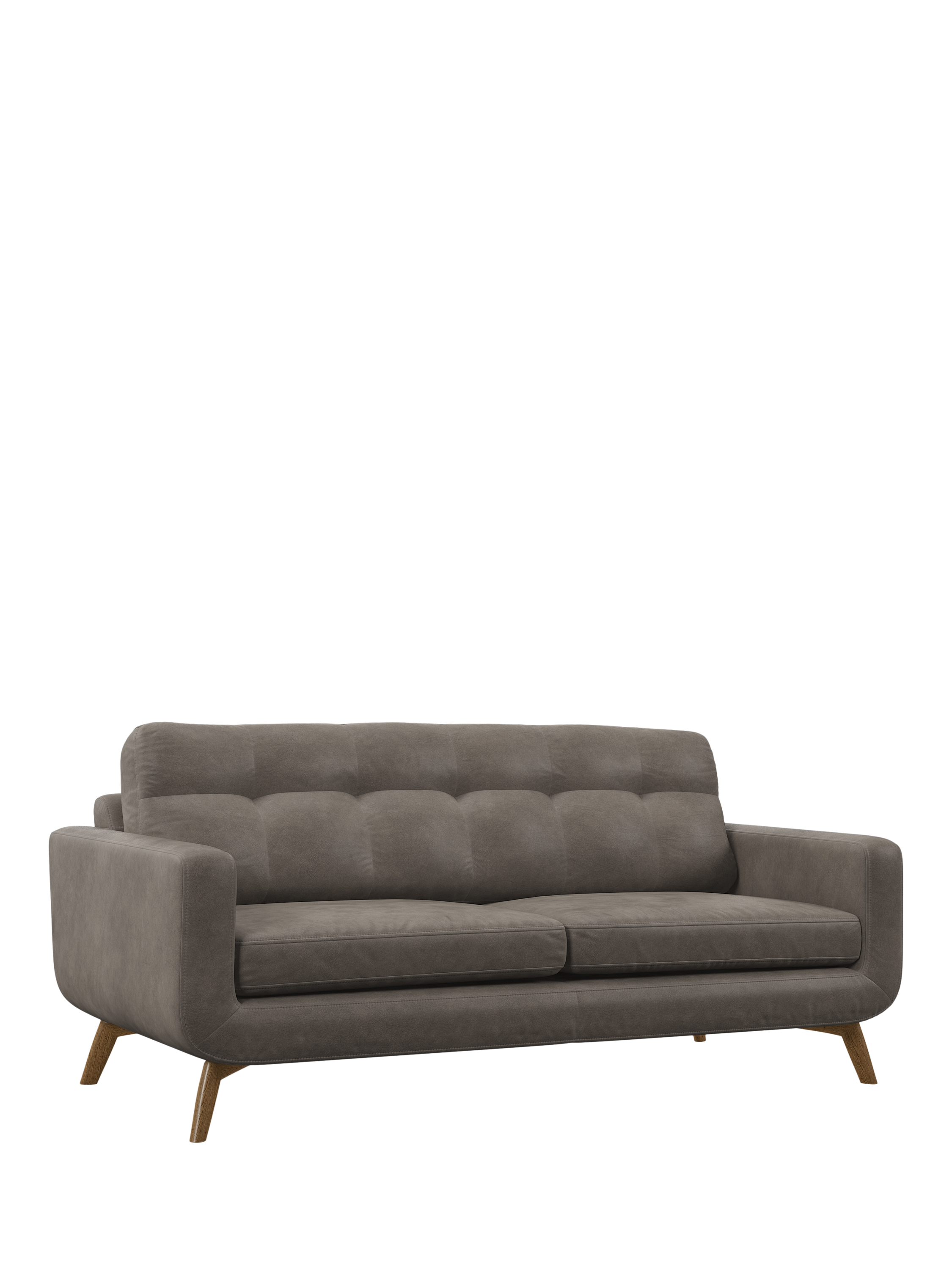 Barbican Range, John Lewis Barbican Large 3 Seater Leather Sofa, Light Leg, Demetra Grey