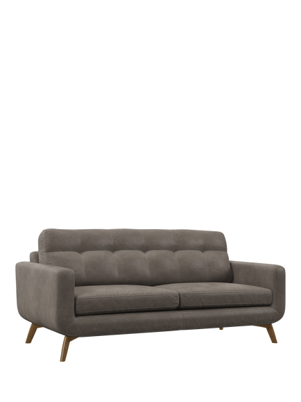 John Lewis Barbican Large 3 Seater Leather Sofa, Light Leg, Demetra Grey