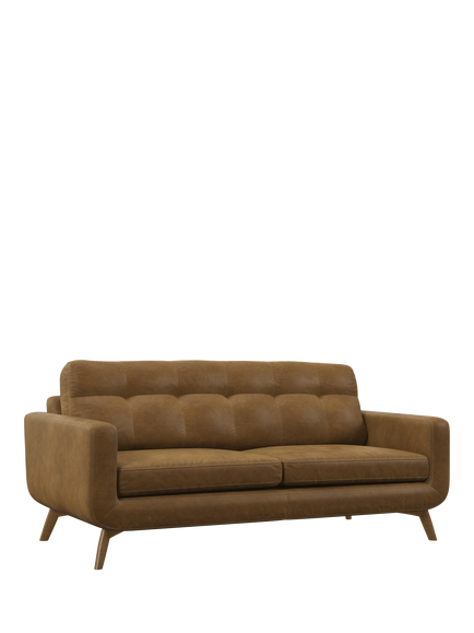 John Lewis Barbican Large 3 Seater Leather Sofa, Light Leg, Demetra Light Tan
