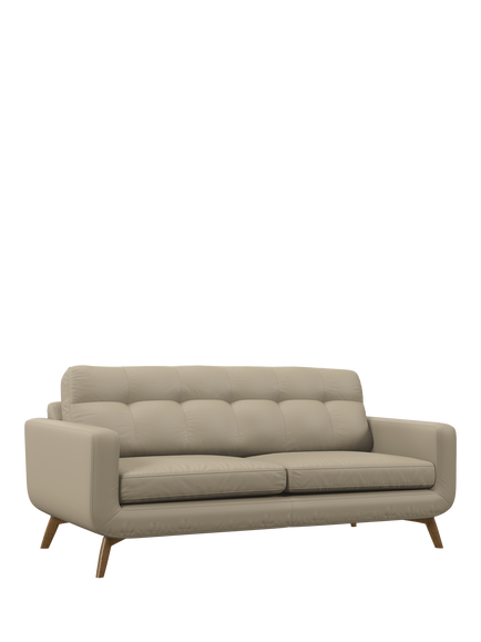 John Lewis Barbican Large 3 Seater Leather Sofa, Light Leg, Matt Pearl