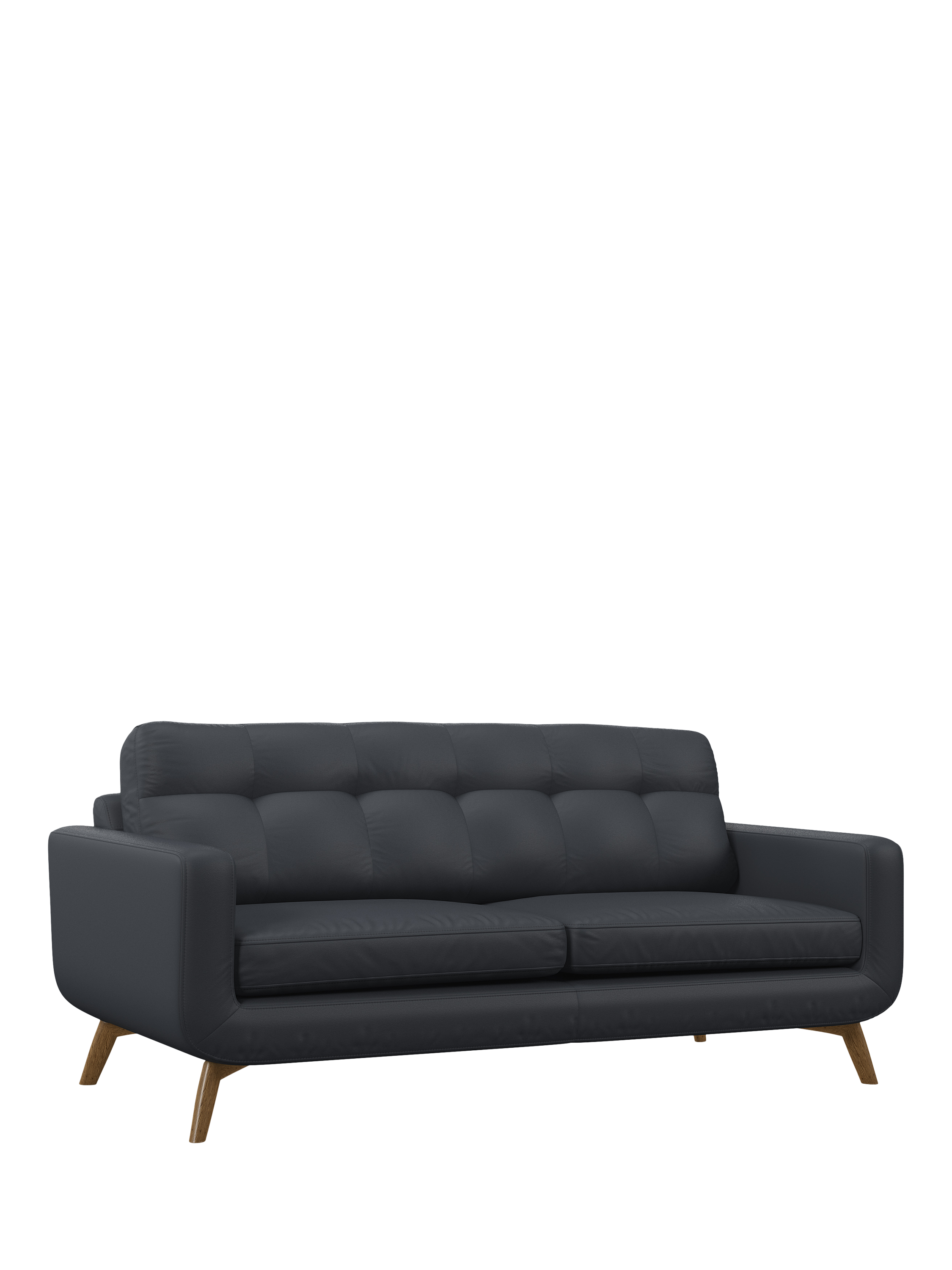 Barbican Range, John Lewis Barbican Large 3 Seater Leather Sofa, Light Leg, Matt Navy