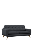 John Lewis Barbican Large 3 Seater Leather Sofa, Light Leg, Matt Navy