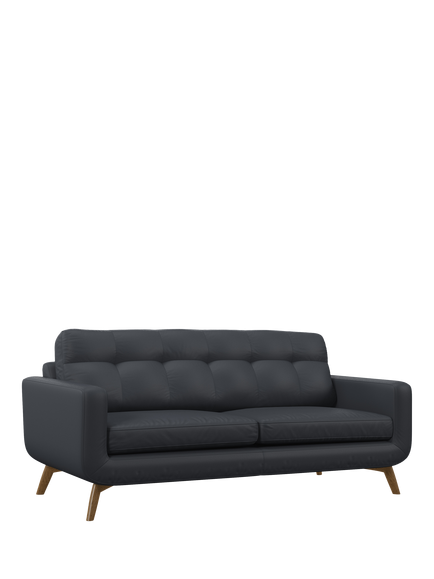 John Lewis Barbican Large 3 Seater Leather Sofa, Light Leg, Matt Navy