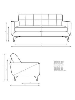 John Lewis Barbican Large 3 Seater Leather Sofa, Light Leg - view 2, Matt Navy