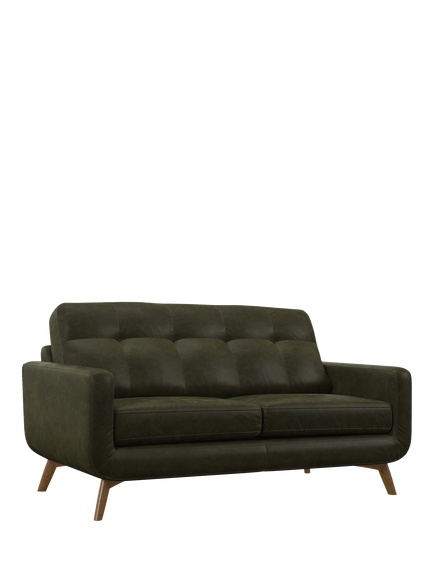 John Lewis Barbican Medium 2 Seater Leather Sofa, Light Leg, Demetra Green