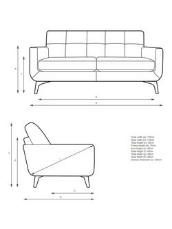 John Lewis Barbican Medium 2 Seater Leather Sofa, Light Leg - view 2, Demetra Grey