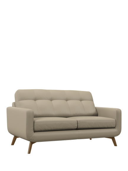John Lewis Barbican Medium 2 Seater Leather Sofa, Light Leg, Matt Pearl