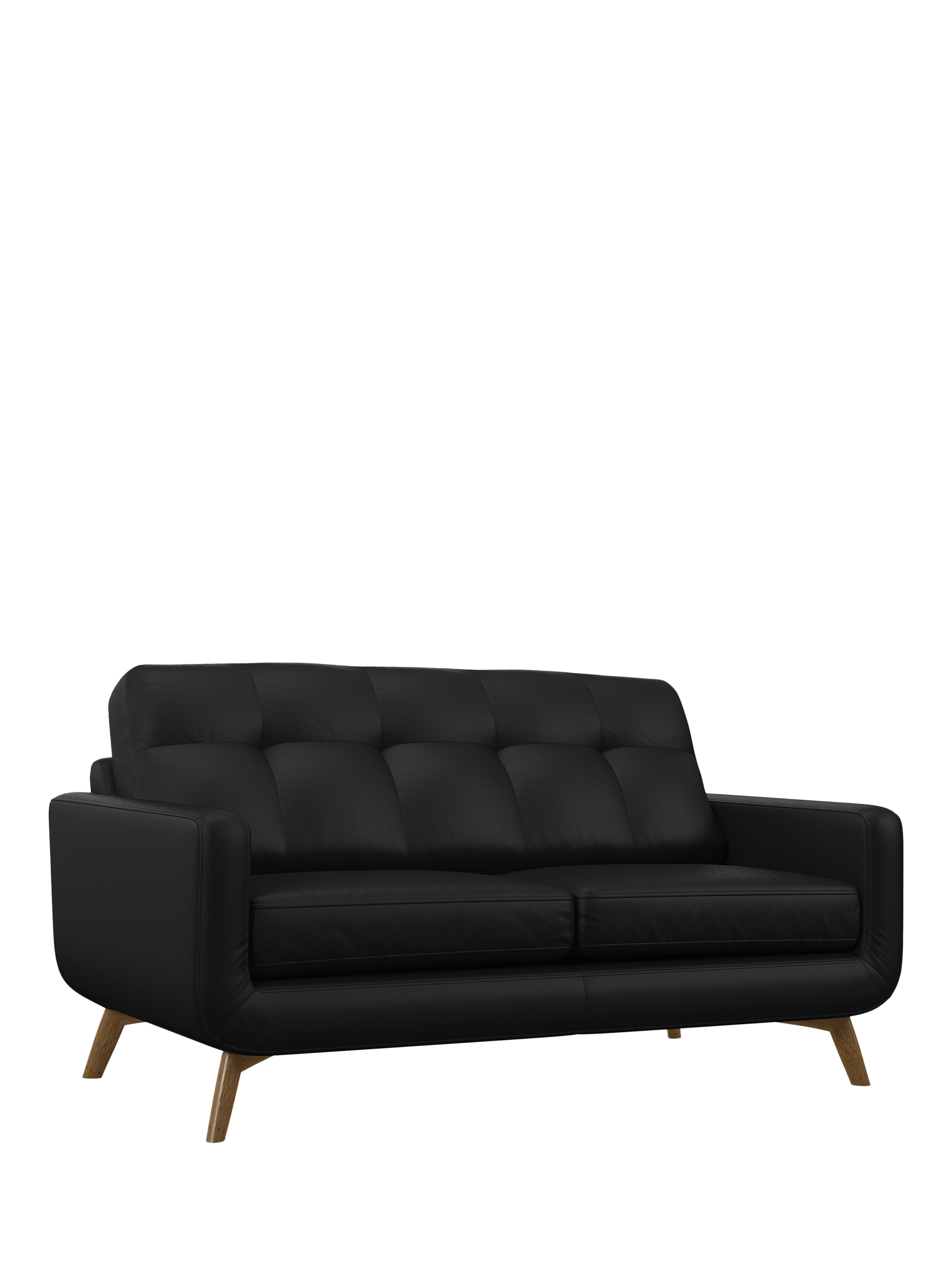 Barbican Range, John Lewis Barbican Medium 2 Seater Leather Sofa, Light Leg, Matt Black